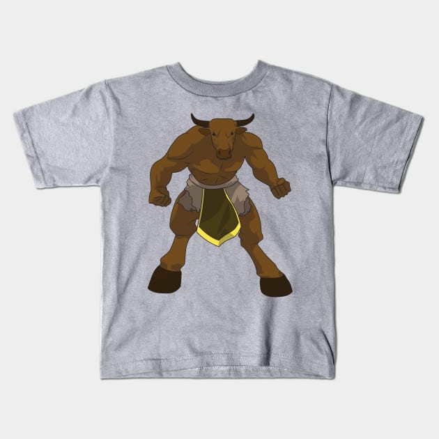 Minotaur Kids T-Shirt by Sticker Steve